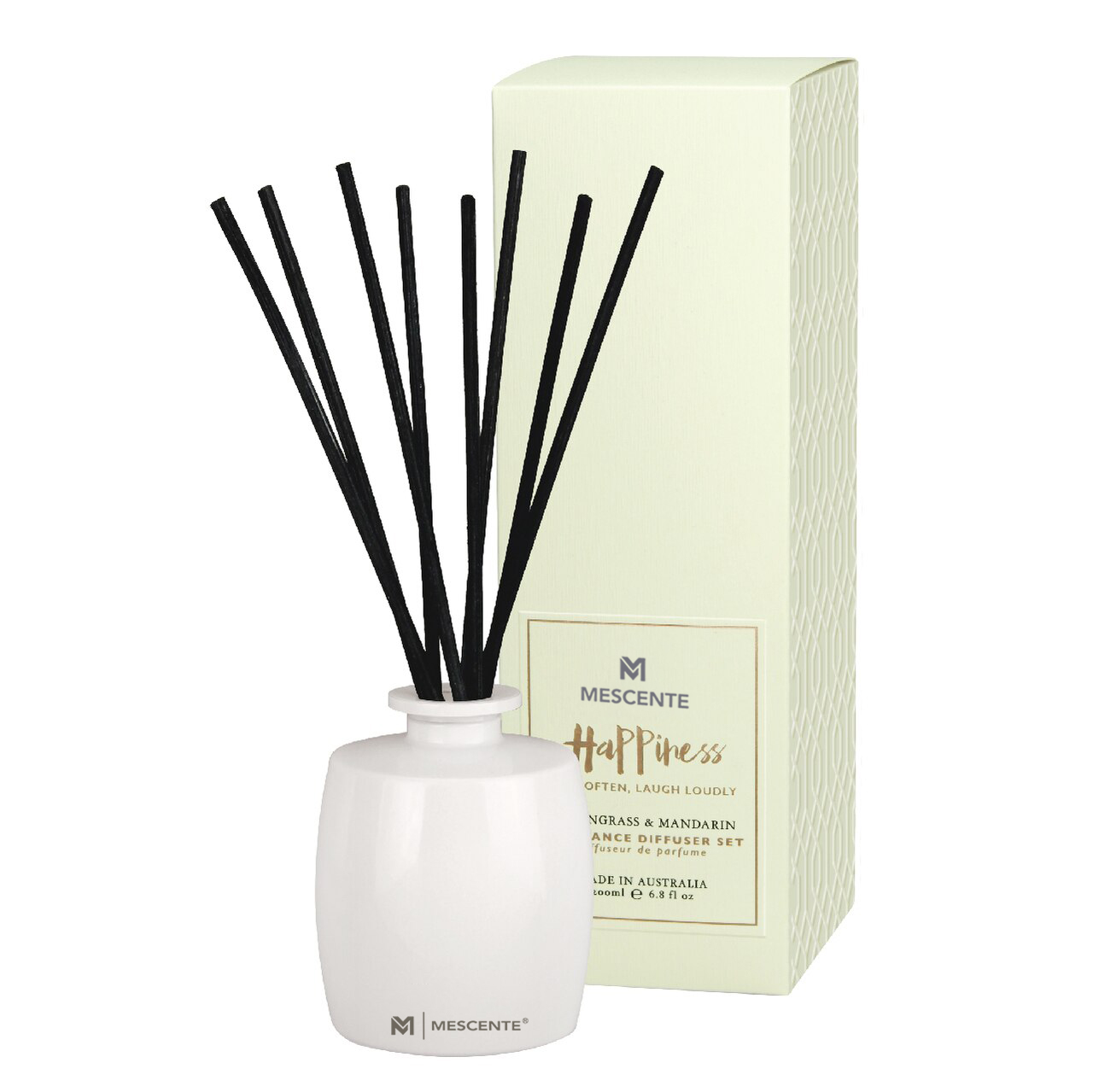 M&Scent stor glasflaske Home Essentials Aroma Reed Diffuser Gavesæt med rattanstave