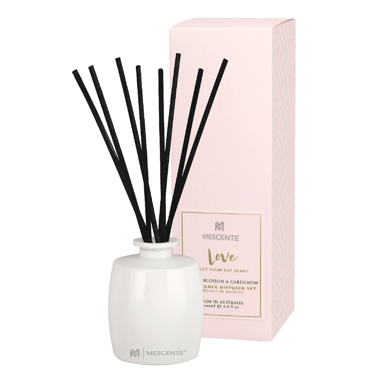 M&Scent stor glasflaske Home Essentials Aroma Reed Diffuser Gavesæt med rattanstave