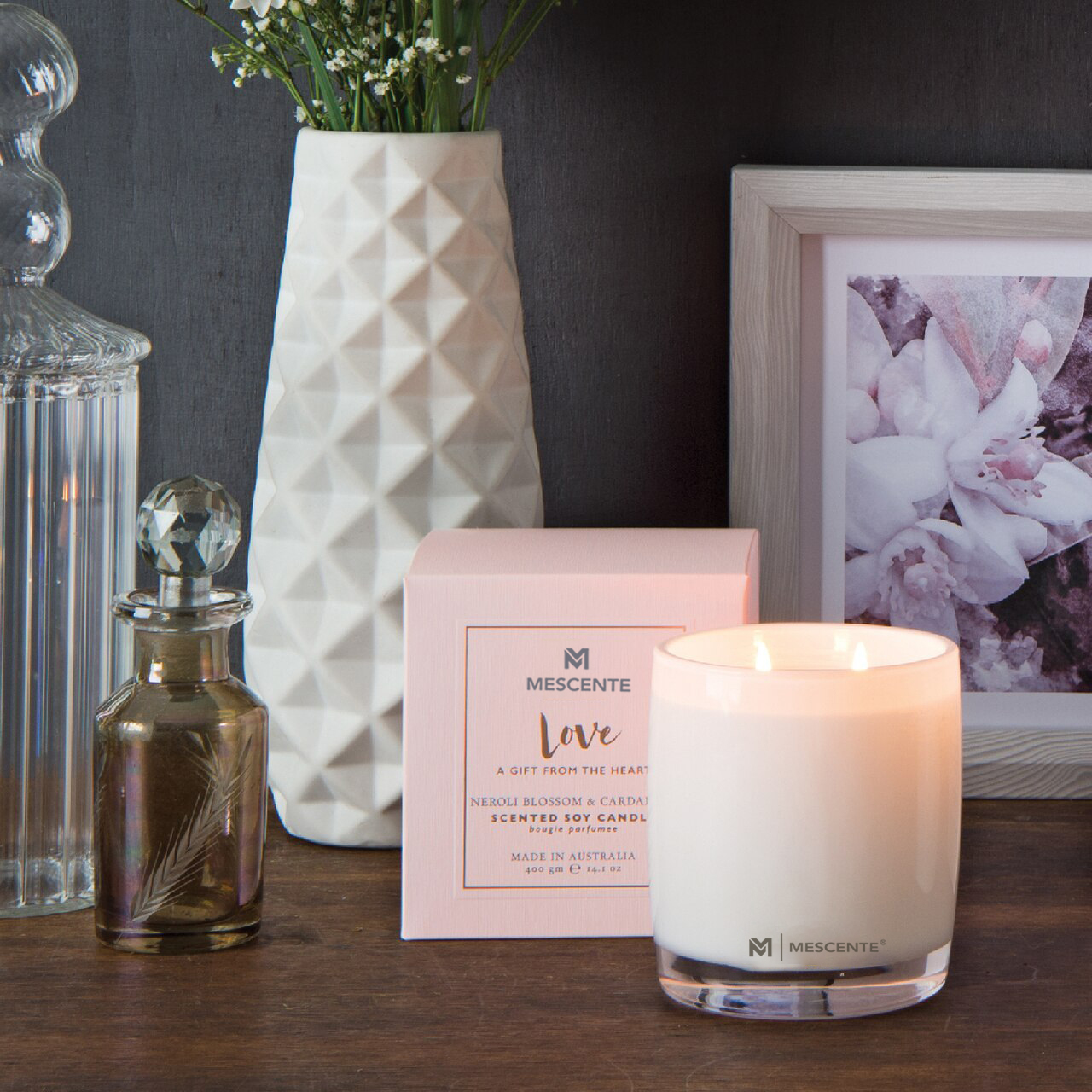 M&Scent stor glasflaske Home Essentials Aroma Reed Diffuser Gavesæt med rattanstave