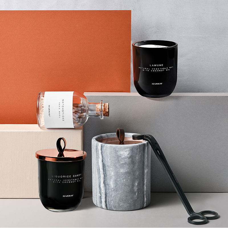 M&Scent Engros Luksus Custom Decoration Private Label Sort Glas Krystal Duftende Sojavokslys