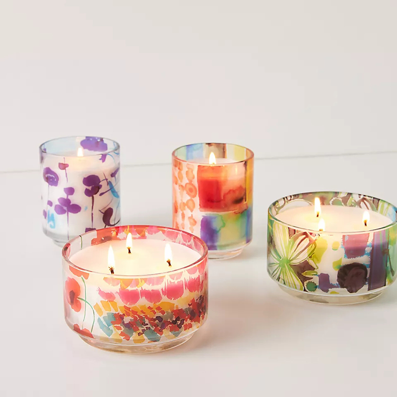 M&Scent Luxury Custom Decoration Private Label 3 Wick A Sunday Painter Glas Krystal duftende sojavokslys