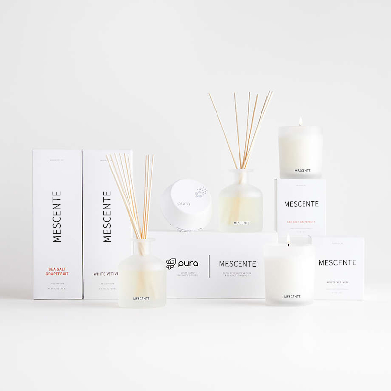 M&Scent luksus private label lilla farve aroma reed diffuser gavesæt med æske