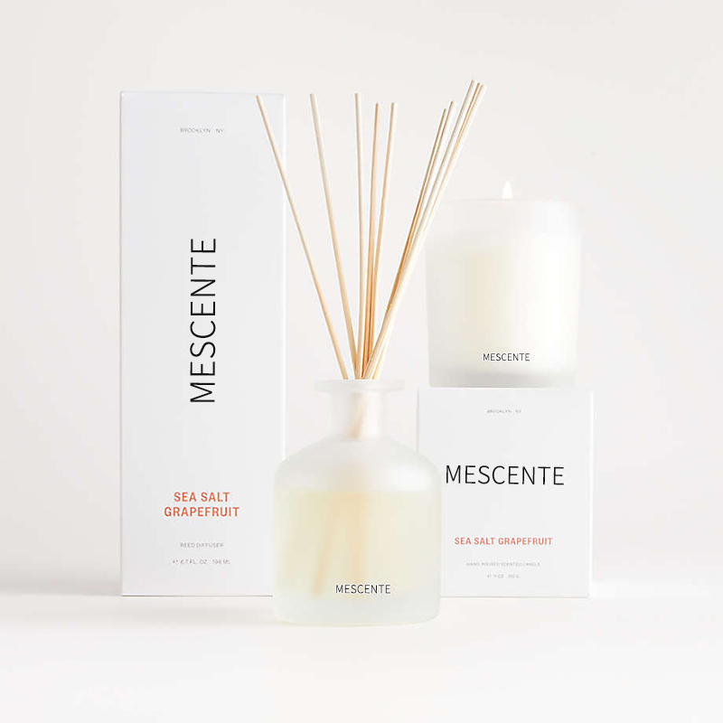 M&Scent luksus private label lilla farve aroma reed diffuser gavesæt med æske