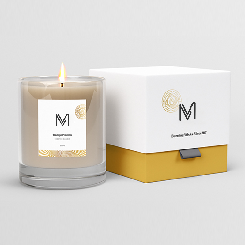 M&Scent engrosfabrik direkte luksus private label sojavoks duftlys med kasse i bulk
