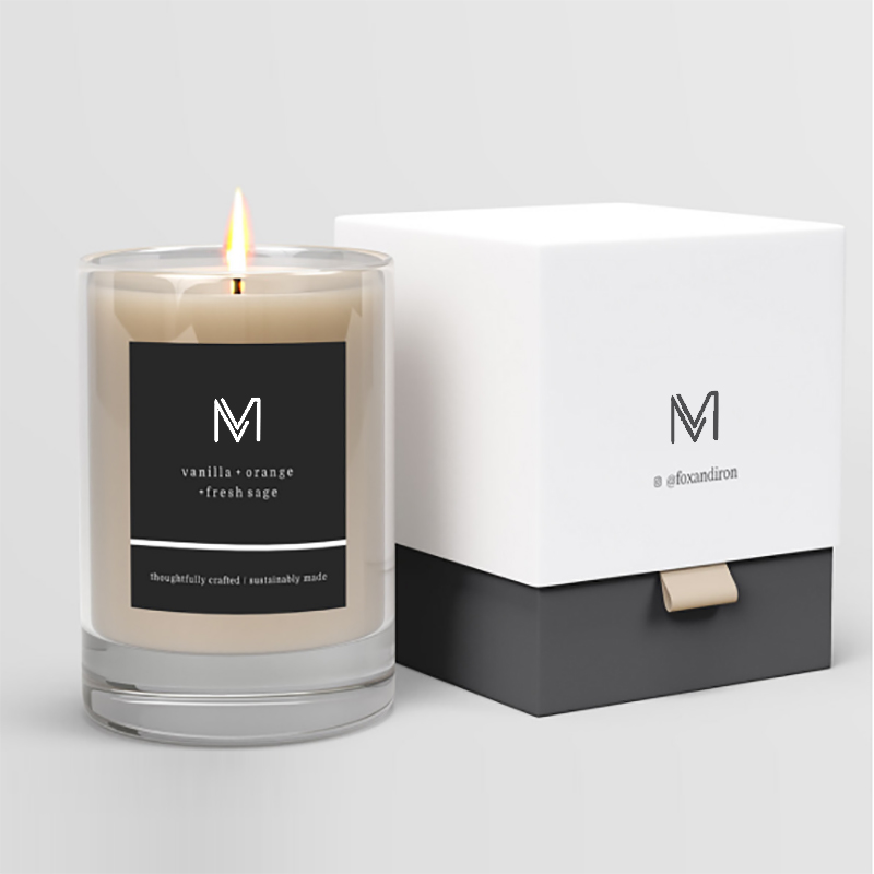 M&Scent engrosfabrik direkte luksus private label sojavoks duftlys med kasse i bulk