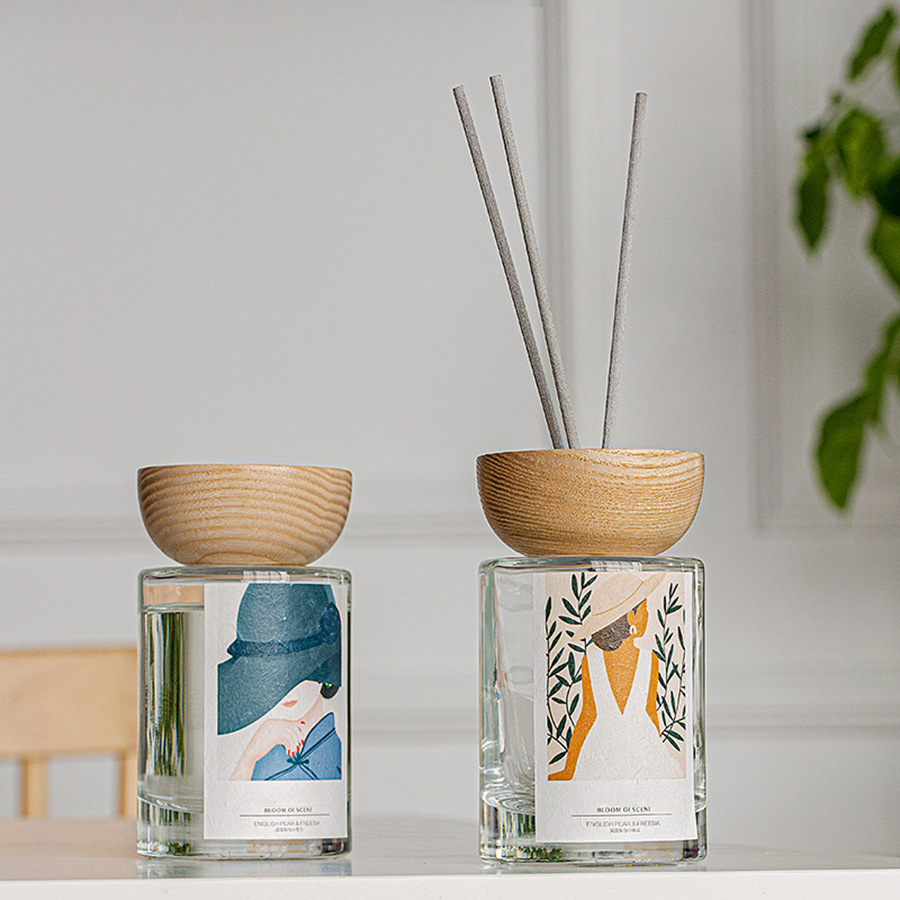 M&Scent engros private label glasflaske stick reed diffuser sæt med prop