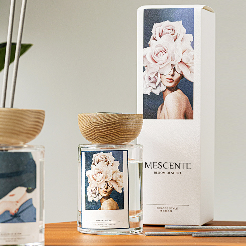 M&Scent engros private label glasflaske stick reed diffuser sæt med prop