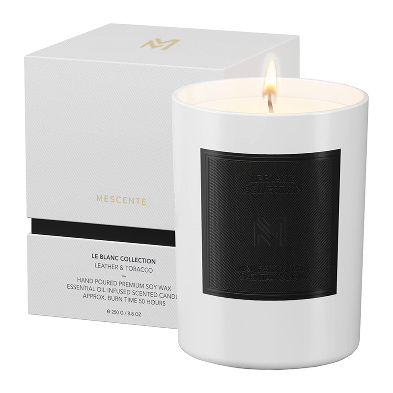M&Scent Engros Brugerdefineret luksus sort glaskrukke julearomaterapi sojavoks lyssæt