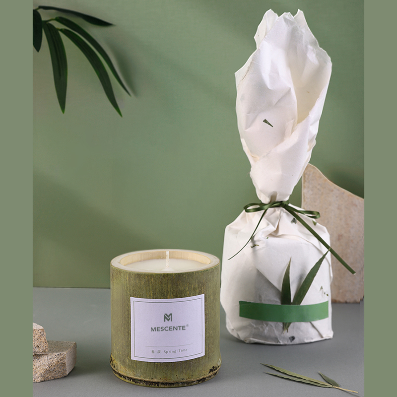 M&Scent luksus træ lysestage stearinlys private label duft med æske