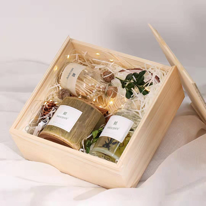 M&Scent luksus træ lysestage stearinlys private label duft med æske