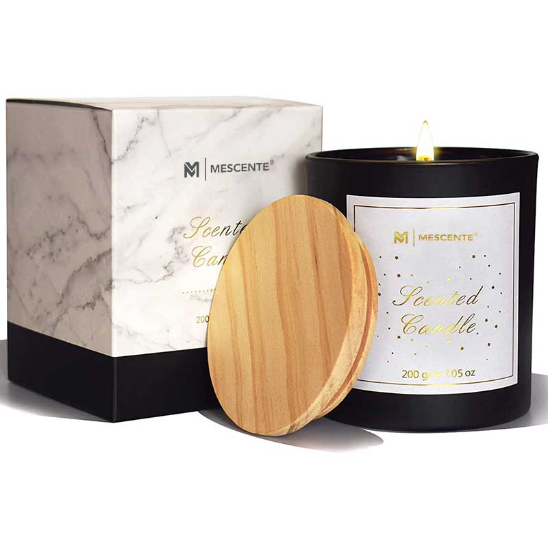 M&Scent Custom Logo Mini Rund Krystalglasflaske Stærk Kaffe Soja Voks Duftlys med Æske i Bulk