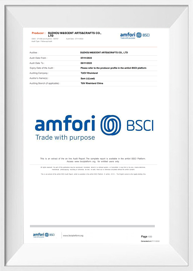 M&Scent BSCI sammenfattende revisionsrapport