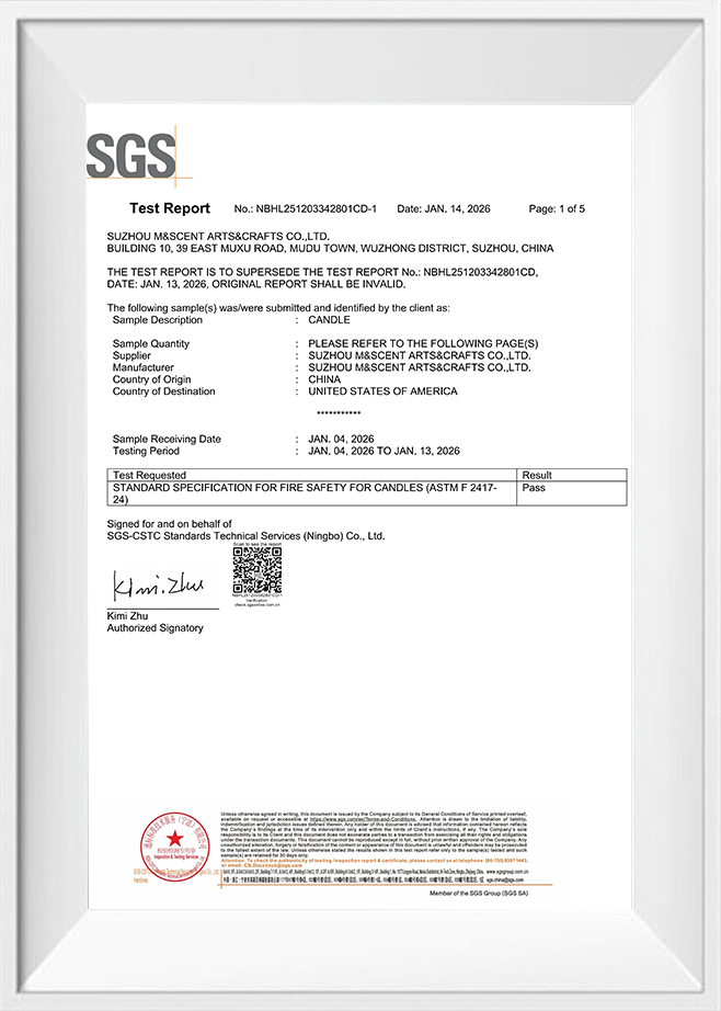 Standardspecifikation for brandsikkerhed for stearinlys