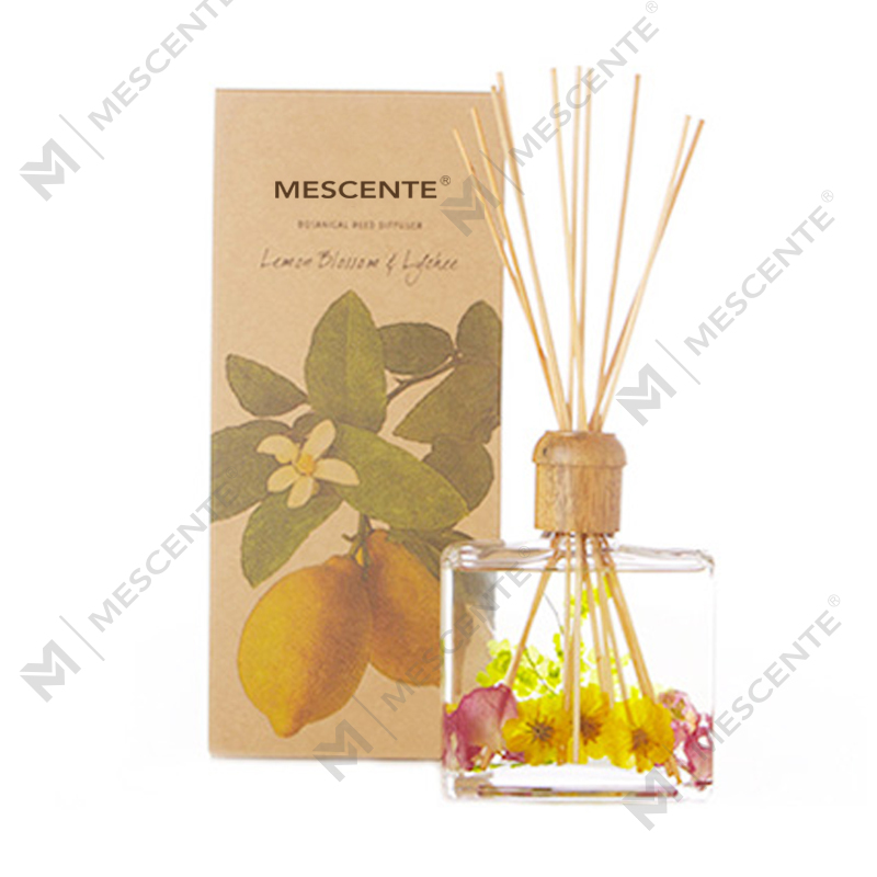 Engros Højkvalitets Luksus Custom Private Label Blomst Sola Træ Aroma Reed Diffuser med æske