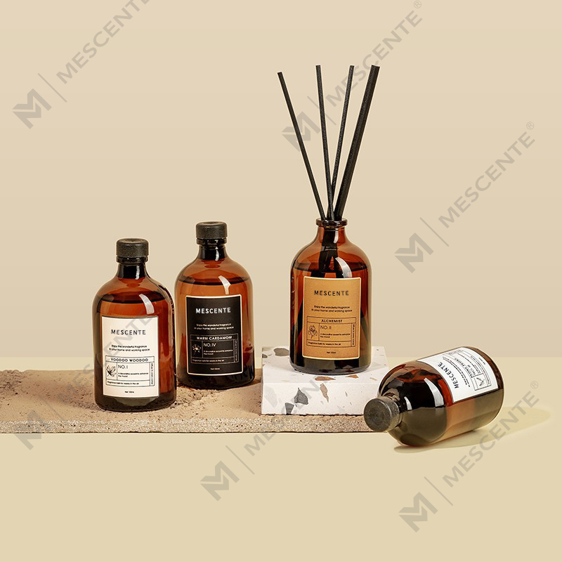 Stor sort og guld 100 ml iriserende luksusglas farverige stave Fiber reed diffuser luftfrisker Opløsningsmiddel