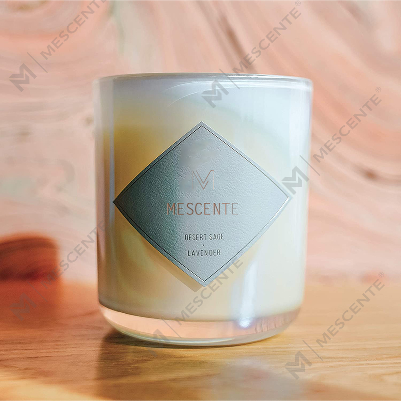 Tomme Frosted Klart Glas Hvid Sort Wick stearinlysglas med låg