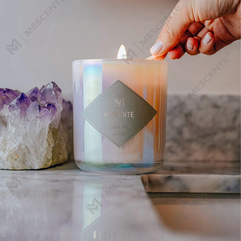 Tomme Frosted Klart Glas Hvid Sort Wick stearinlysglas med låg
