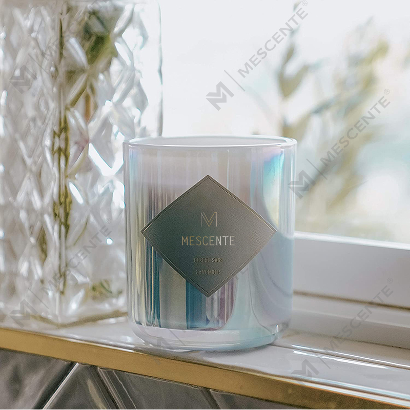 Tomme Frosted Klart Glas Hvid Sort Wick stearinlysglas med låg