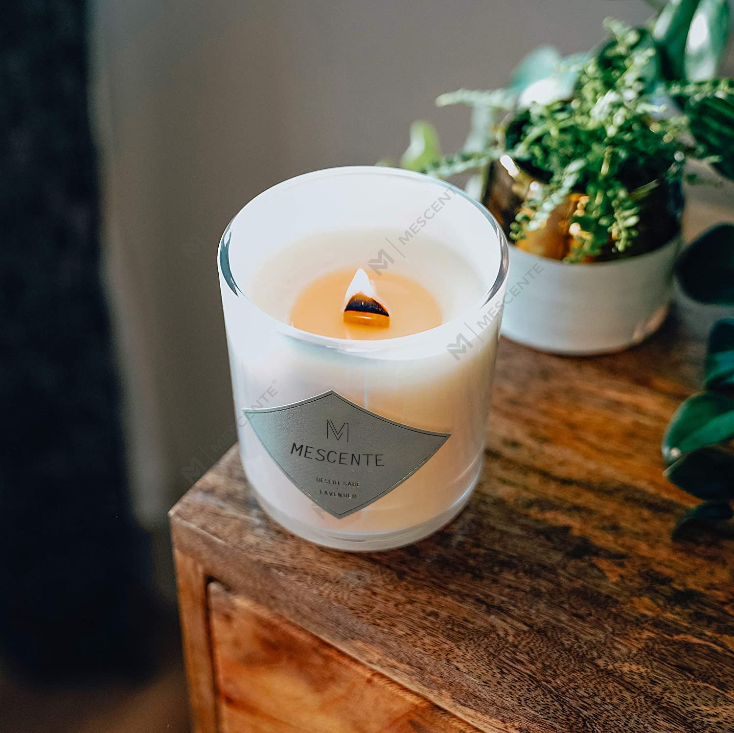 Tomme Frosted Klart Glas Hvid Sort Wick stearinlysglas med låg