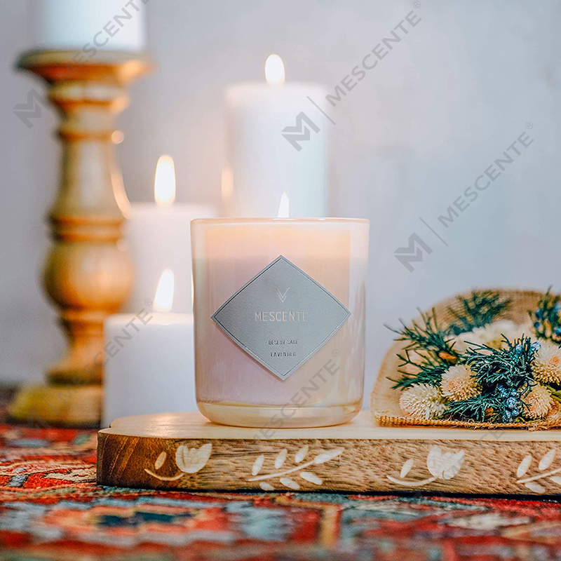 Tomme Frosted Klart Glas Hvid Sort Wick stearinlysglas med låg