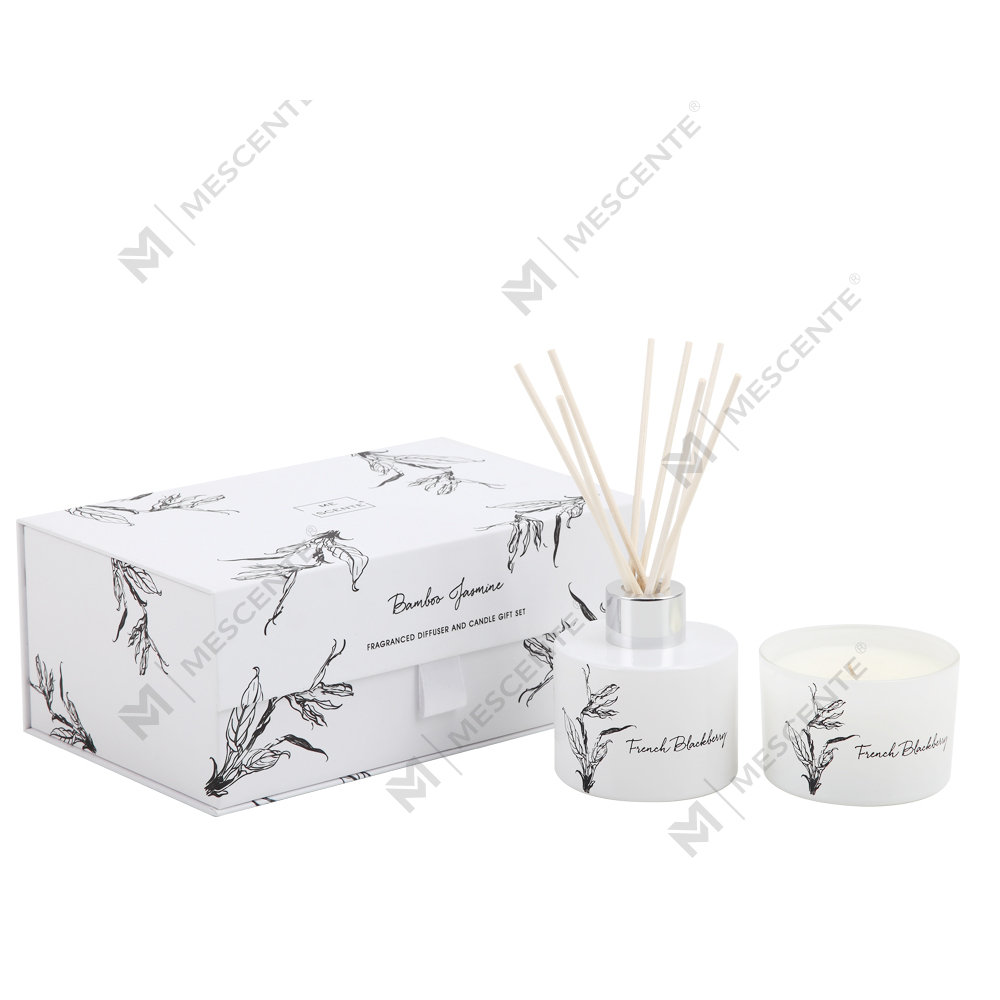 Mescente engros luksus private label aroma reed diffuser og duftlys gavesæt