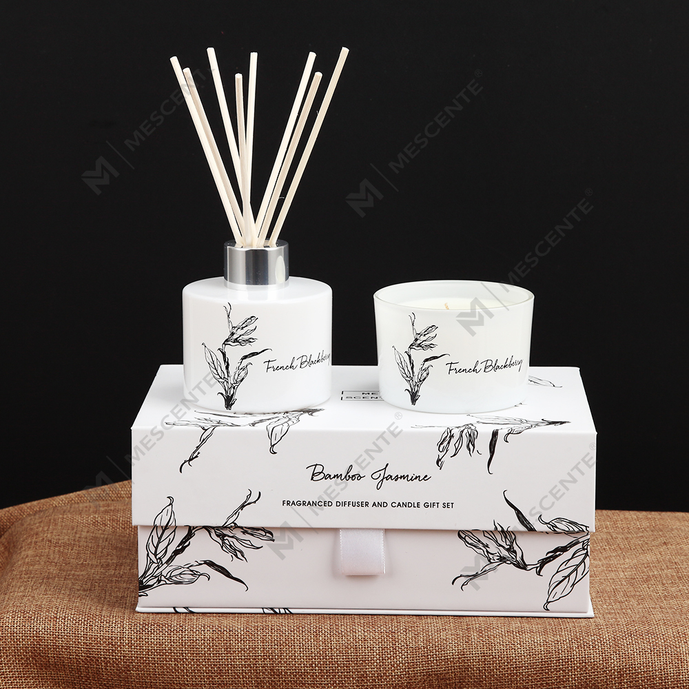 Mescente engros luksus private label aroma reed diffuser og duftlys gavesæt