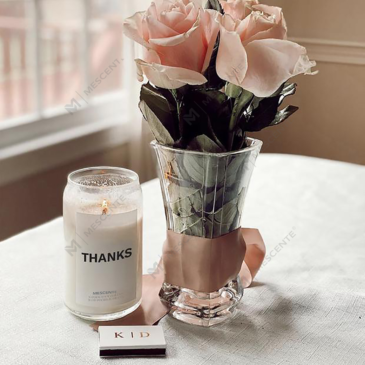 M&Scent Organic Customized Ceramic Milky Woodwick stearinlys, stearinlysbeholder