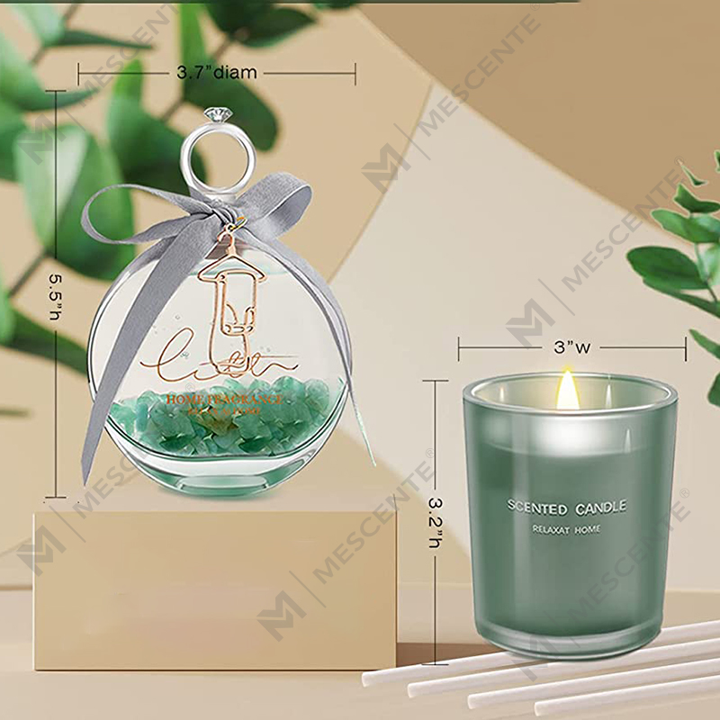 M&S cent Citron Basilikum Duftolie Reed Diffuser og Duftlys Gavesæt med Pinde til Hjemmet