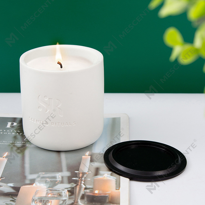 M&S duft Custom Logo Billige keramiske krukker med trælåg stearinlys, kokosvoks luksuslys