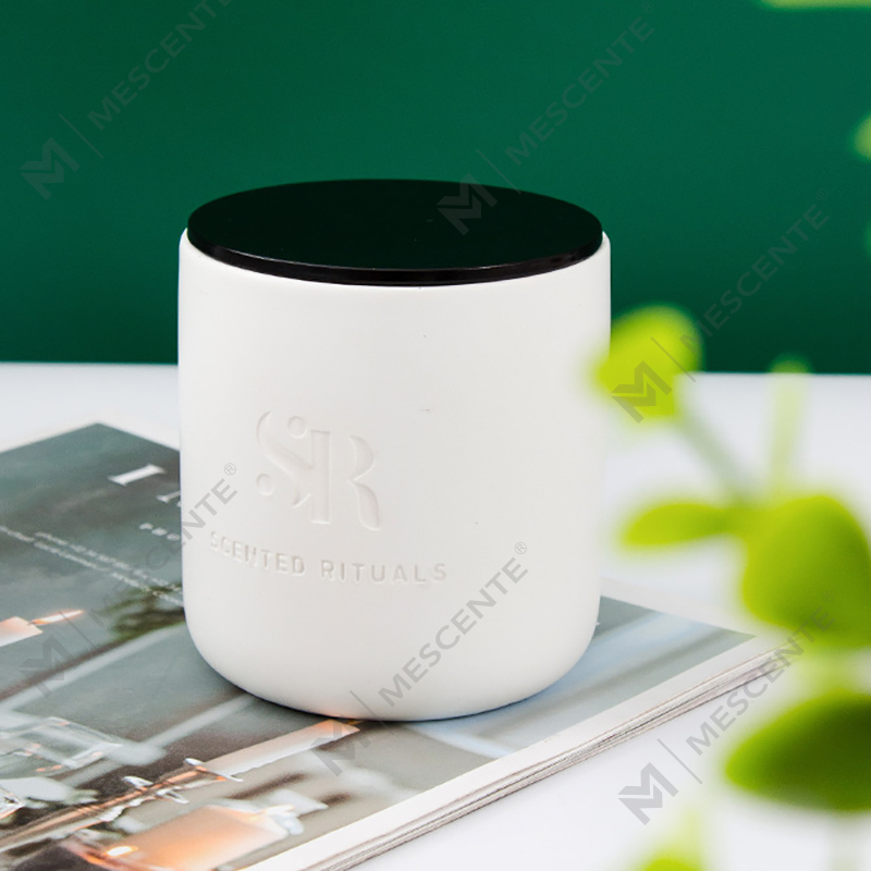 M&S duft Custom Logo Billige keramiske krukker med trælåg stearinlys, kokosvoks luksuslys