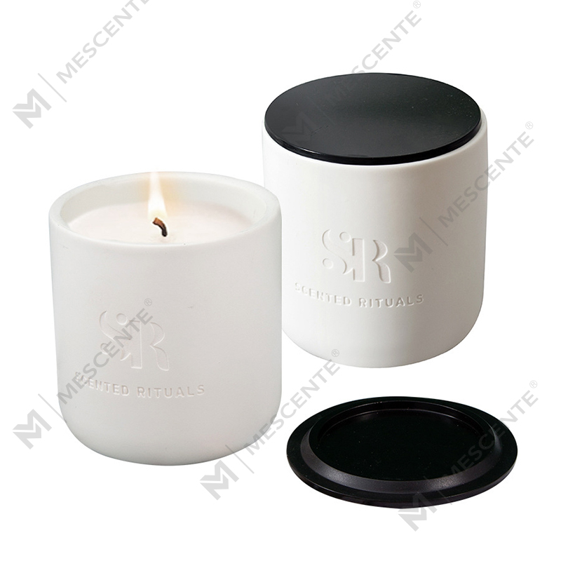 M&S duft Custom Logo Billige keramiske krukker med trælåg stearinlys, kokosvoks luksuslys