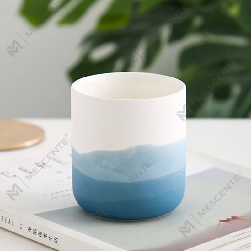M&Scent dekorativ keramik blå og hvid vase tilspidset fyrfadsstage, lanterner og lysglas
