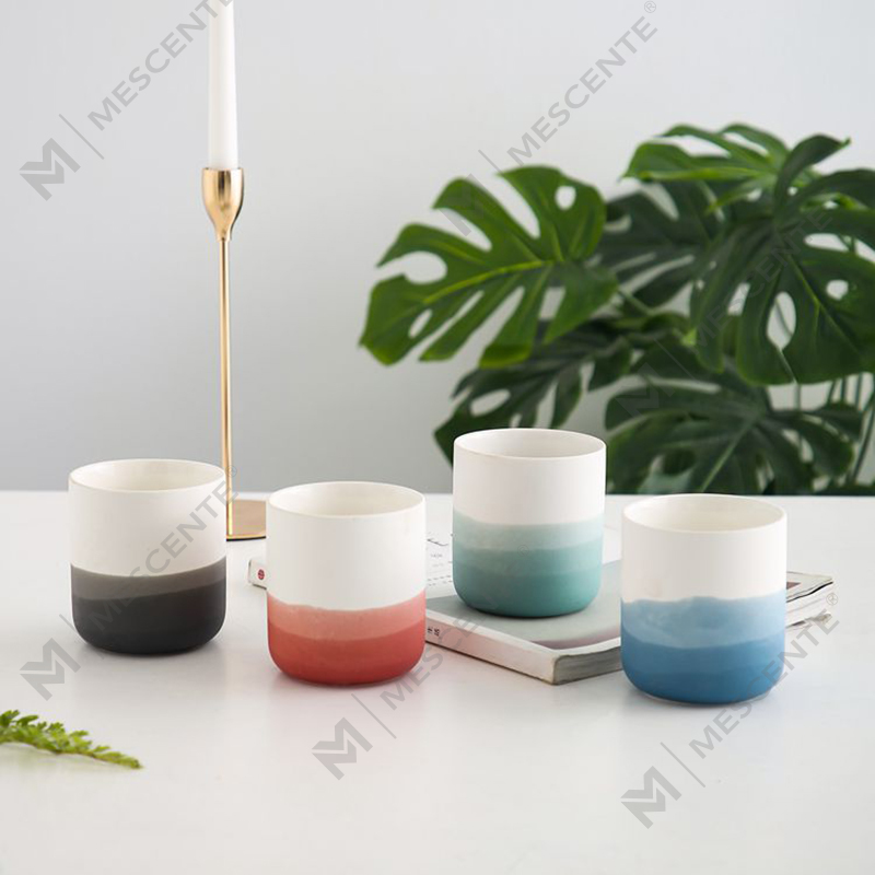 M&Scent dekorativ keramik blå og hvid vase tilspidset fyrfadsstage, lanterner og lysglas