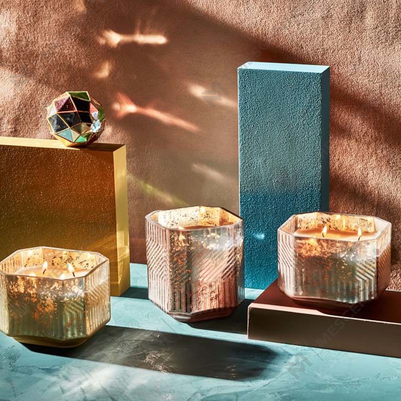 Engros brugerdefinerede billige glas paraffinvoks religiøse deco kviksølv duftlys