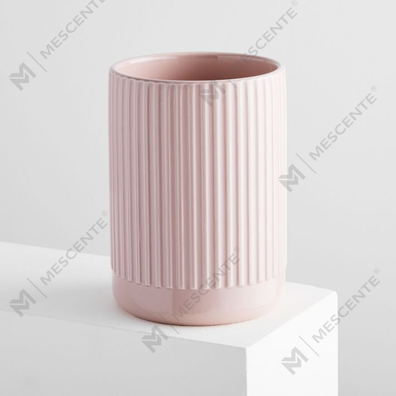 Brugerdefineret butik sælger ingen etiket riflet pink keramisk trio Amber duftende sojalys