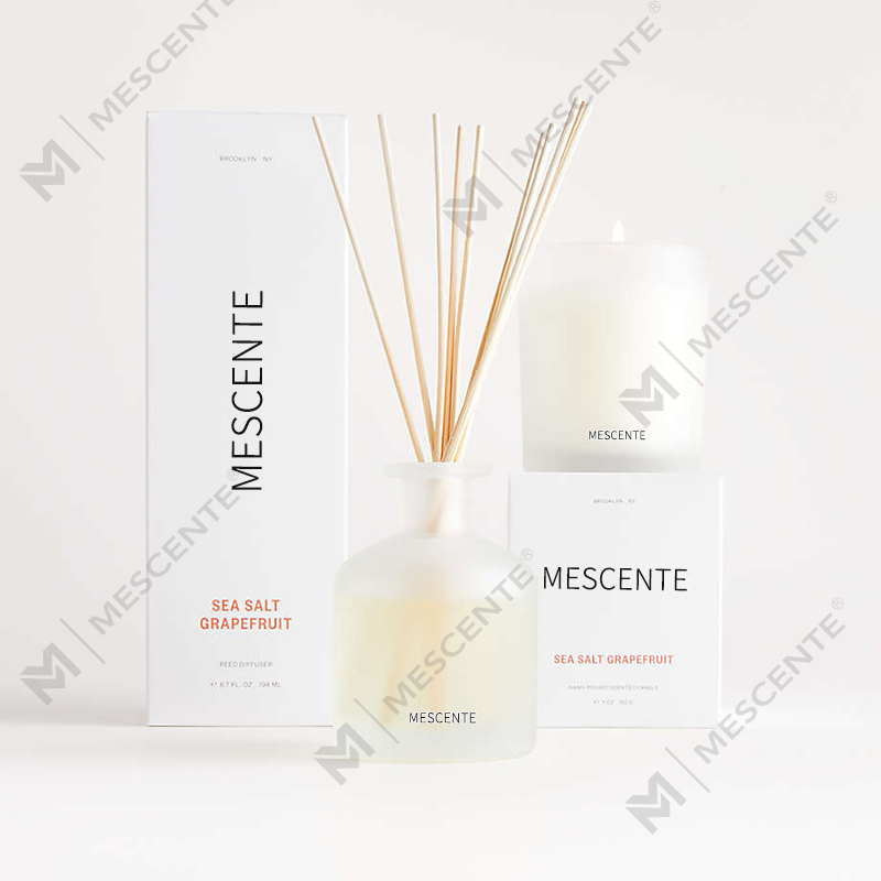 M&Scent luksus private label lilla farve aroma reed diffuser gavesæt med æske