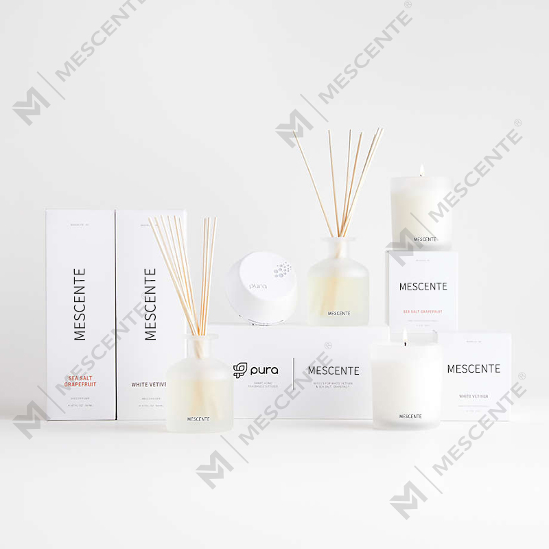 M&Scent luksus private label lilla farve aroma reed diffuser gavesæt med æske